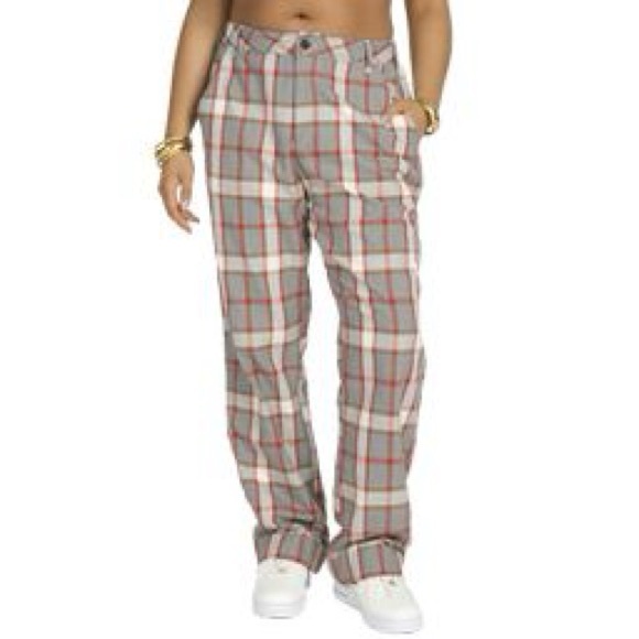 Melody Ehsani Gray and Red Chinos - Picture 1 of 7